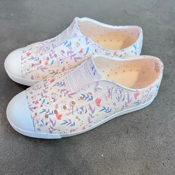 Native Disney Collab Frozen Elsa beige floral print hybrid sneaker water shoes 1 - Picture 6 of 10
